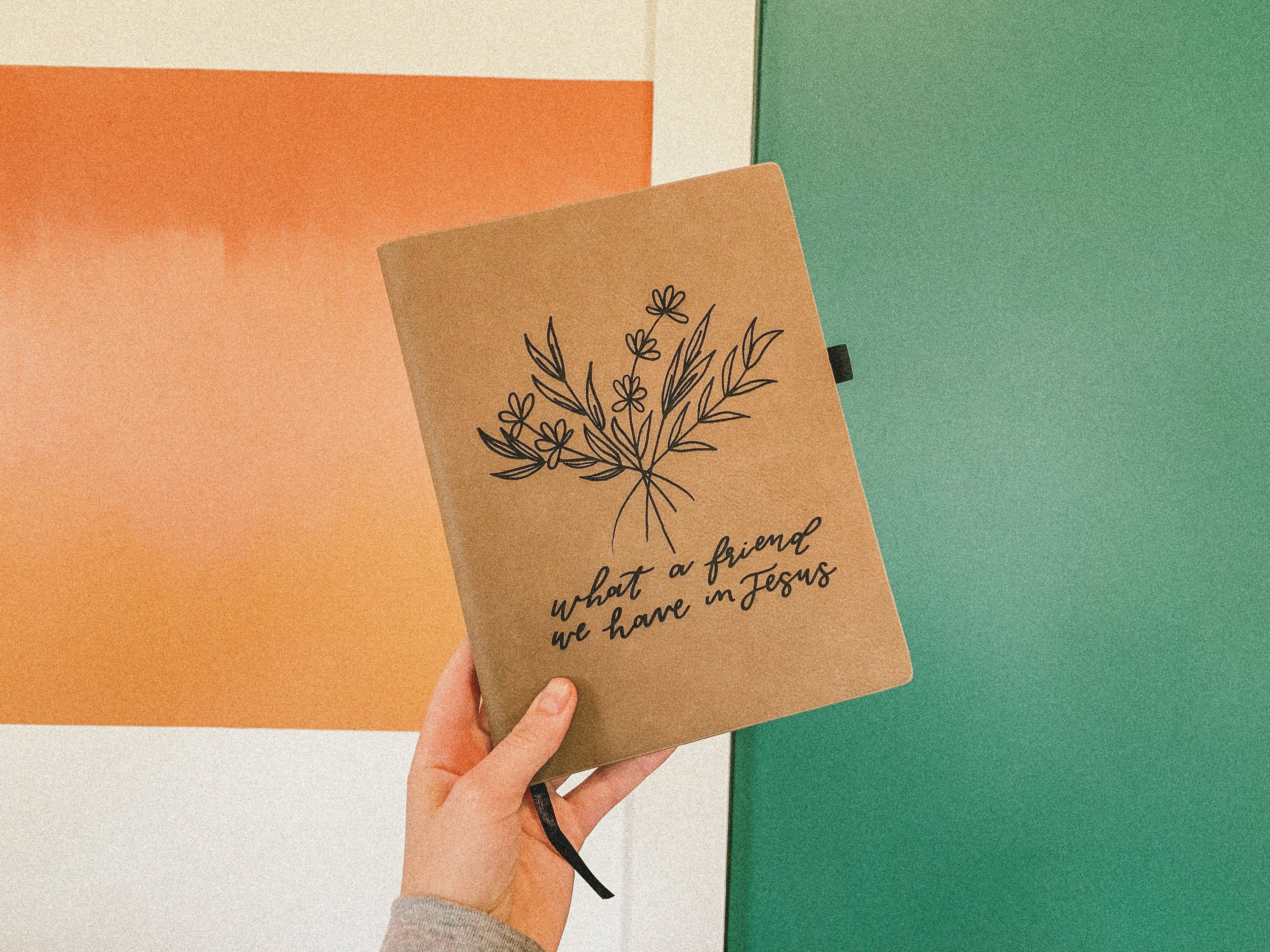 'What a friend we have in Jesus' floral leather journal notebook