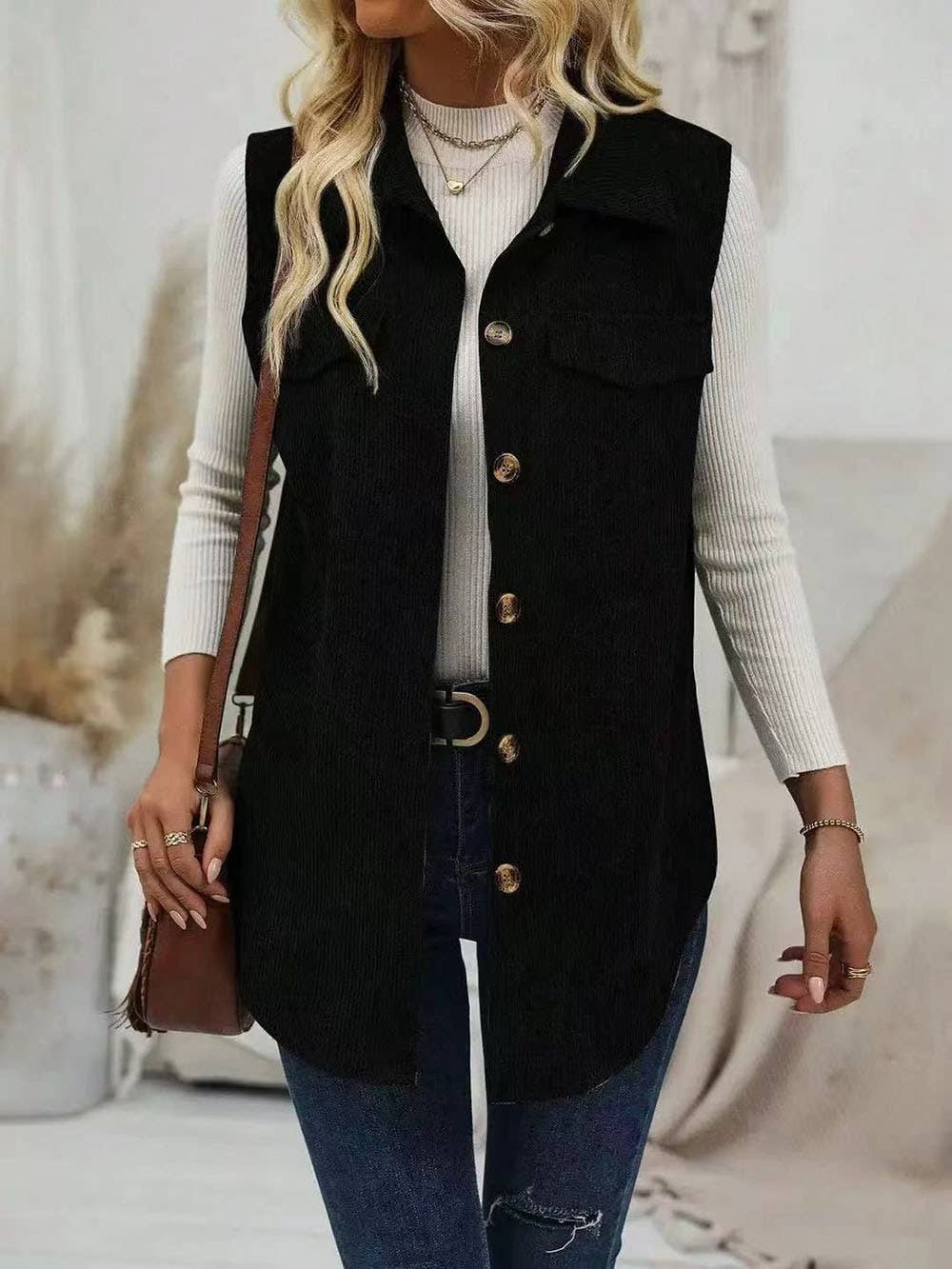 Casual Corduroy Lapel Cardigan