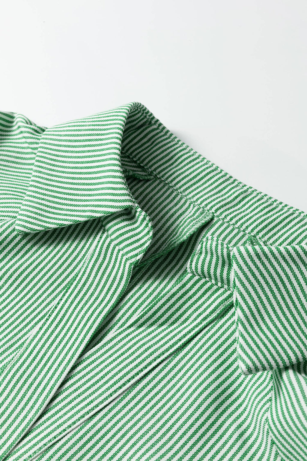 Striped Print Collared Split Neck Half Sleeve Blouse