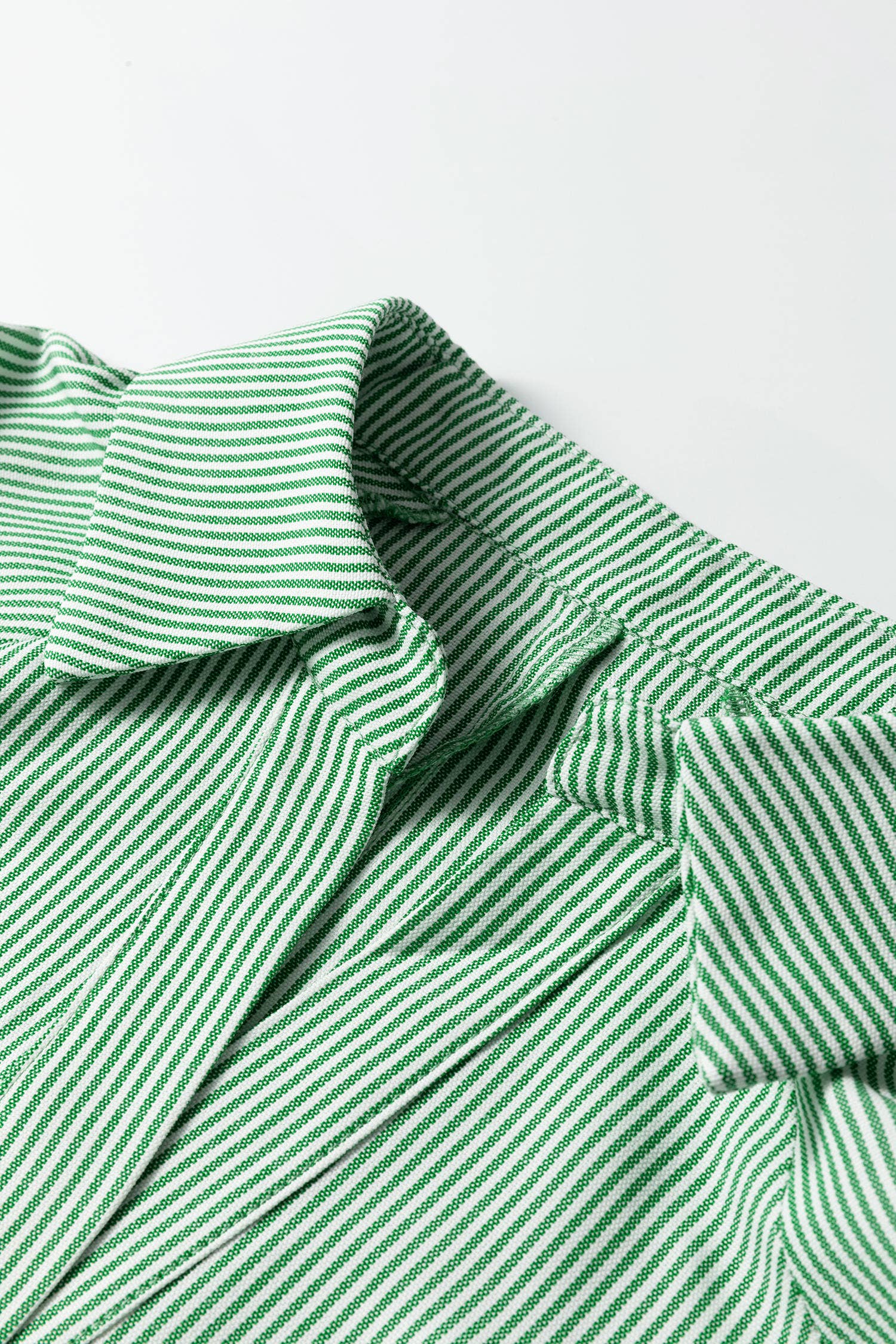Striped Print Collared Split Neck Half Sleeve Blouse