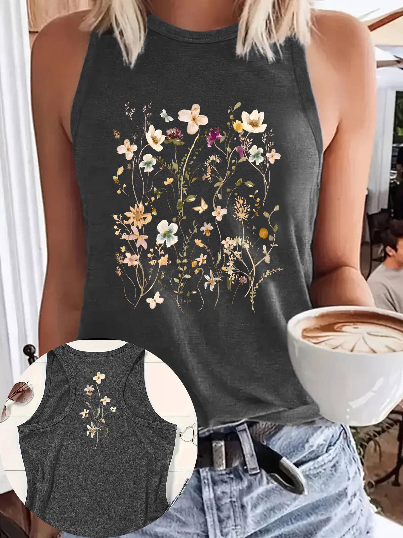 Bohemian Vintage Floral Vest Top