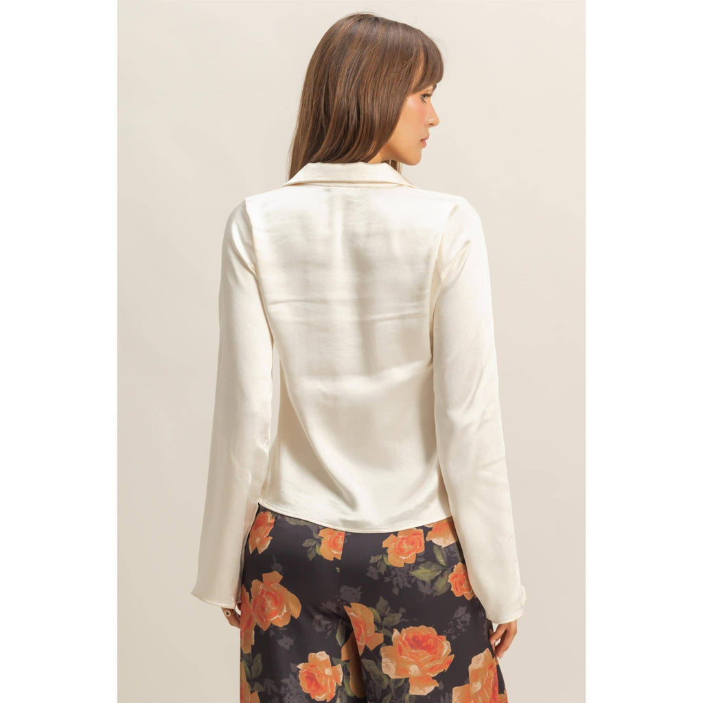Chic Satin Tie-Front Blouse