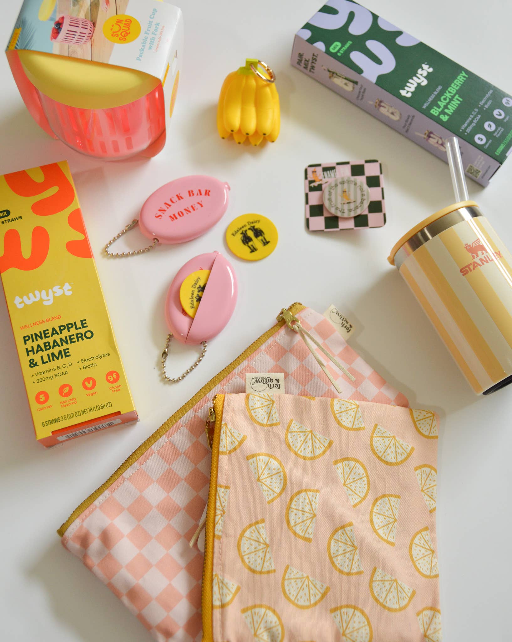 Retro Rubber Coin Pouch with Ball Chain Keychain