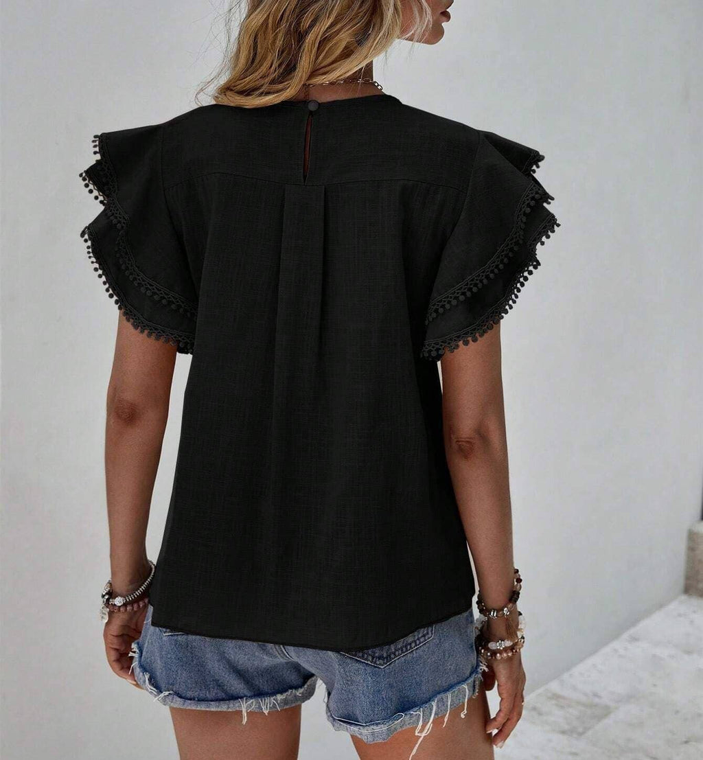 Summer Casual Loose Shirt Ruffle Short Sleeve Top