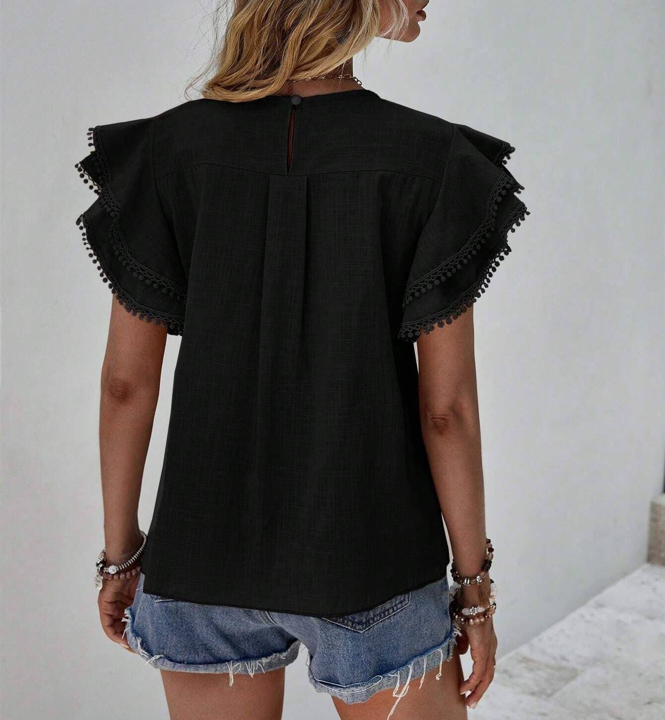 Summer Casual Loose Shirt Ruffle Short Sleeve Top
