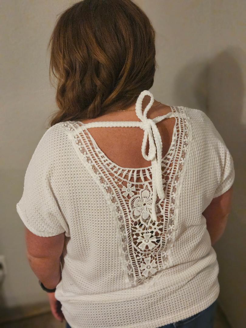 Top V-neck Short Sleeve Cutout