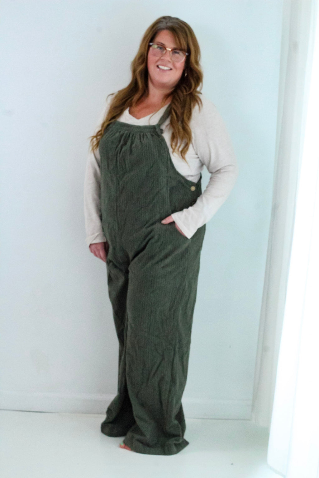 Corduroy Pocketed Wide Leg Loose Fit Overall