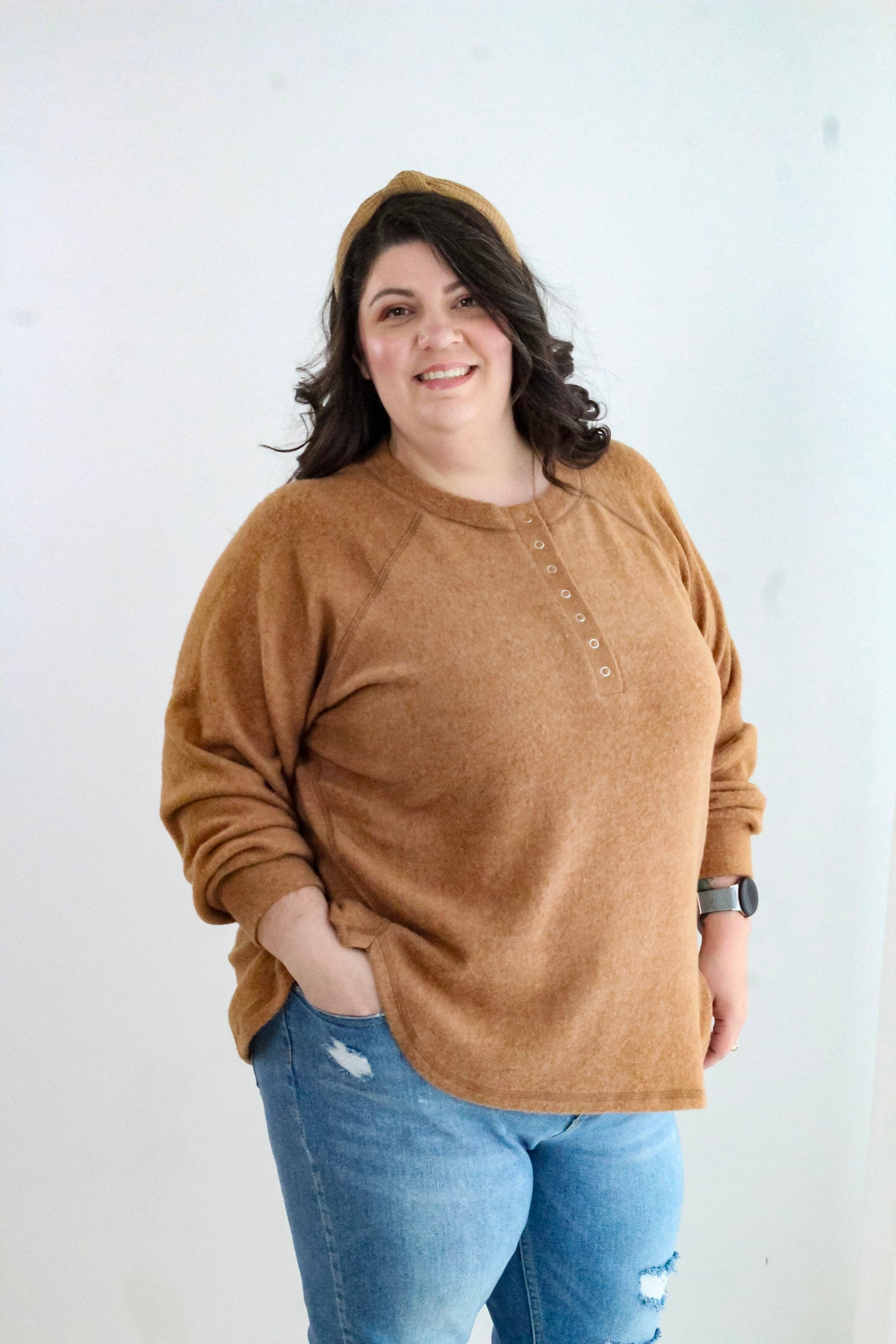 Zenana Super Soft Pullover w/ Buttons