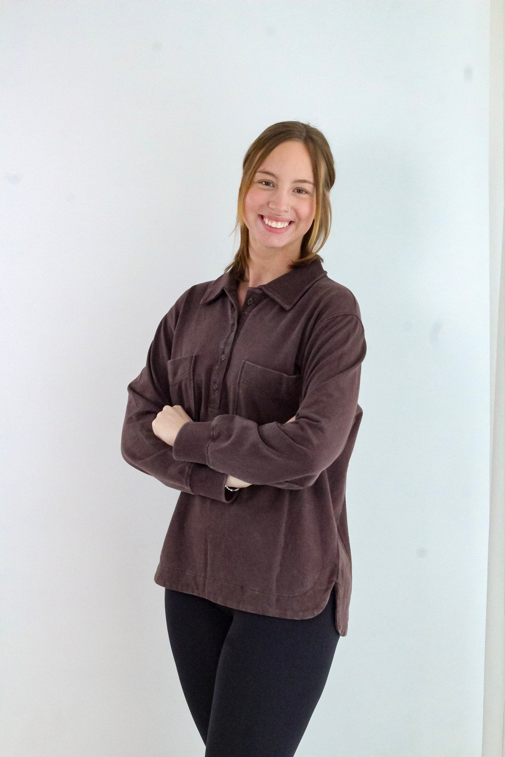 Waffle Knit Mineral-Washed Button Down Jacket