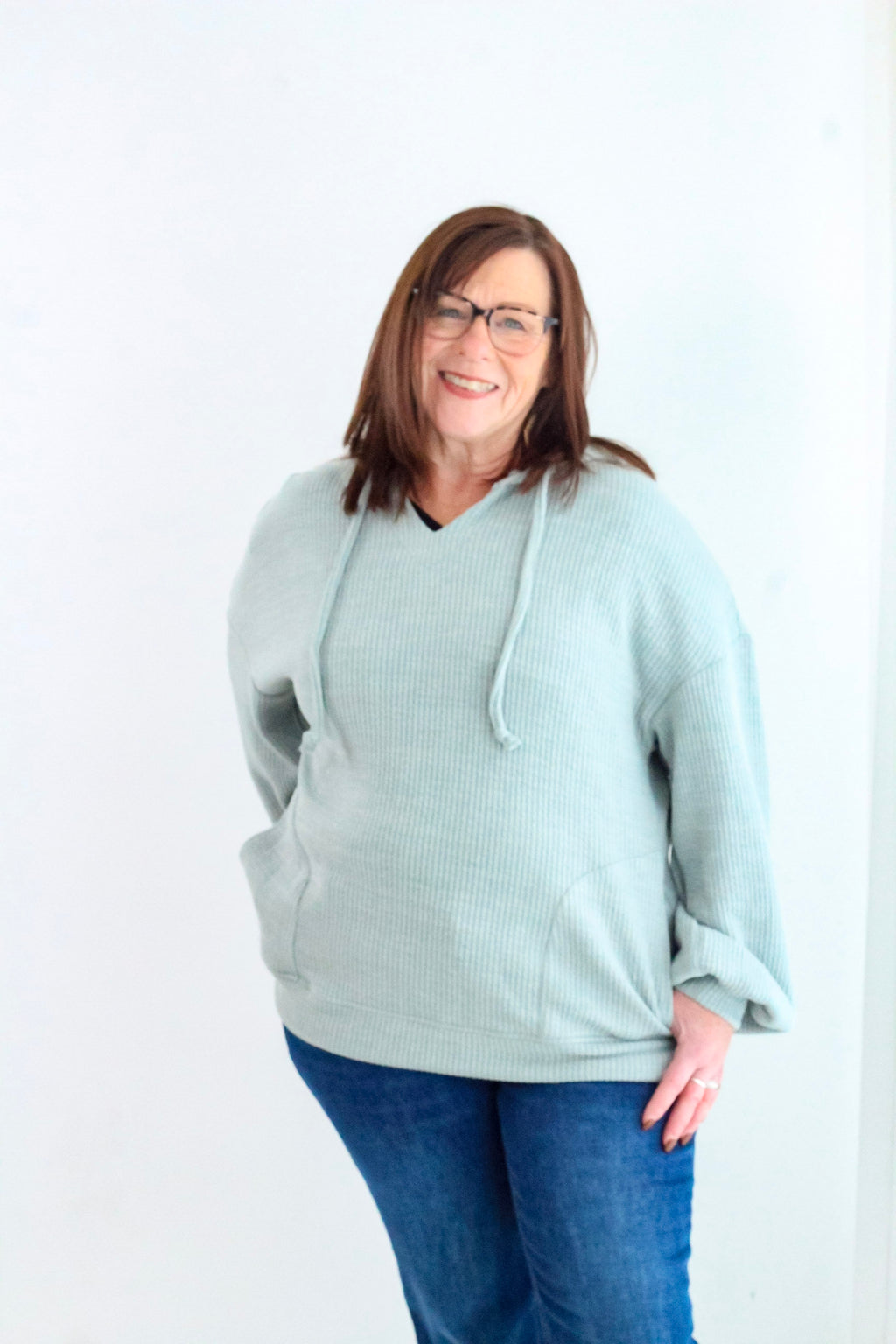Aqua Ribbed Hoodie