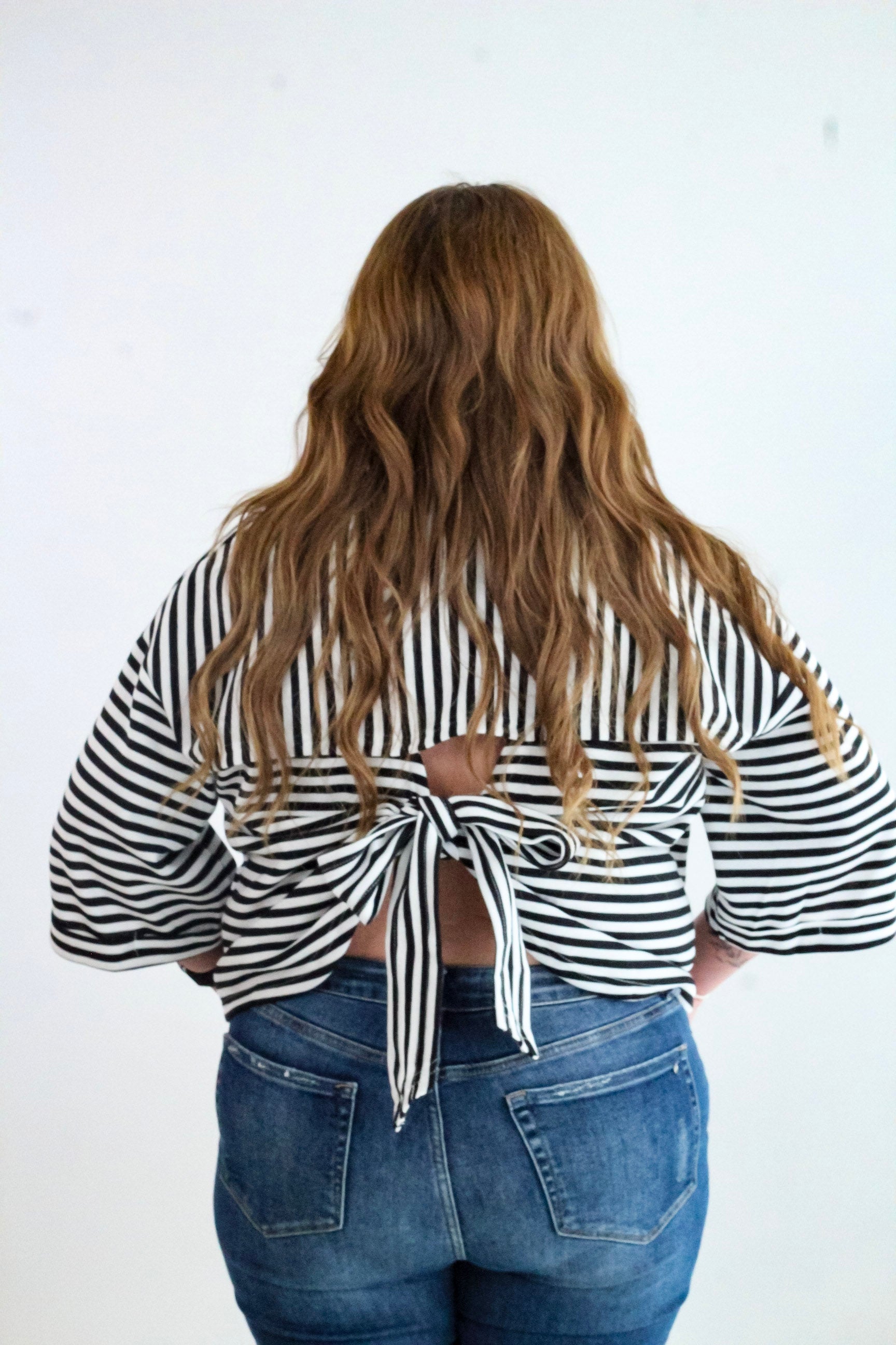 3/4 Sleeve Strip Back Cut Out Top