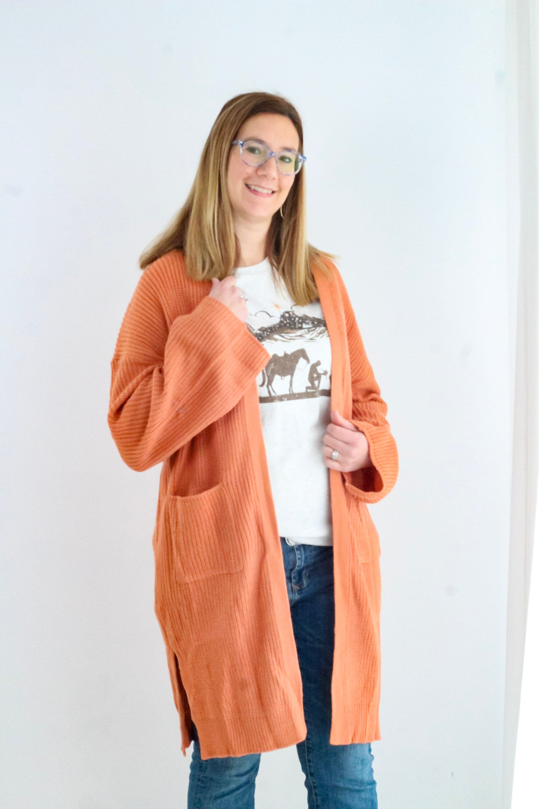 Solid-color casual loose knitted cardigan