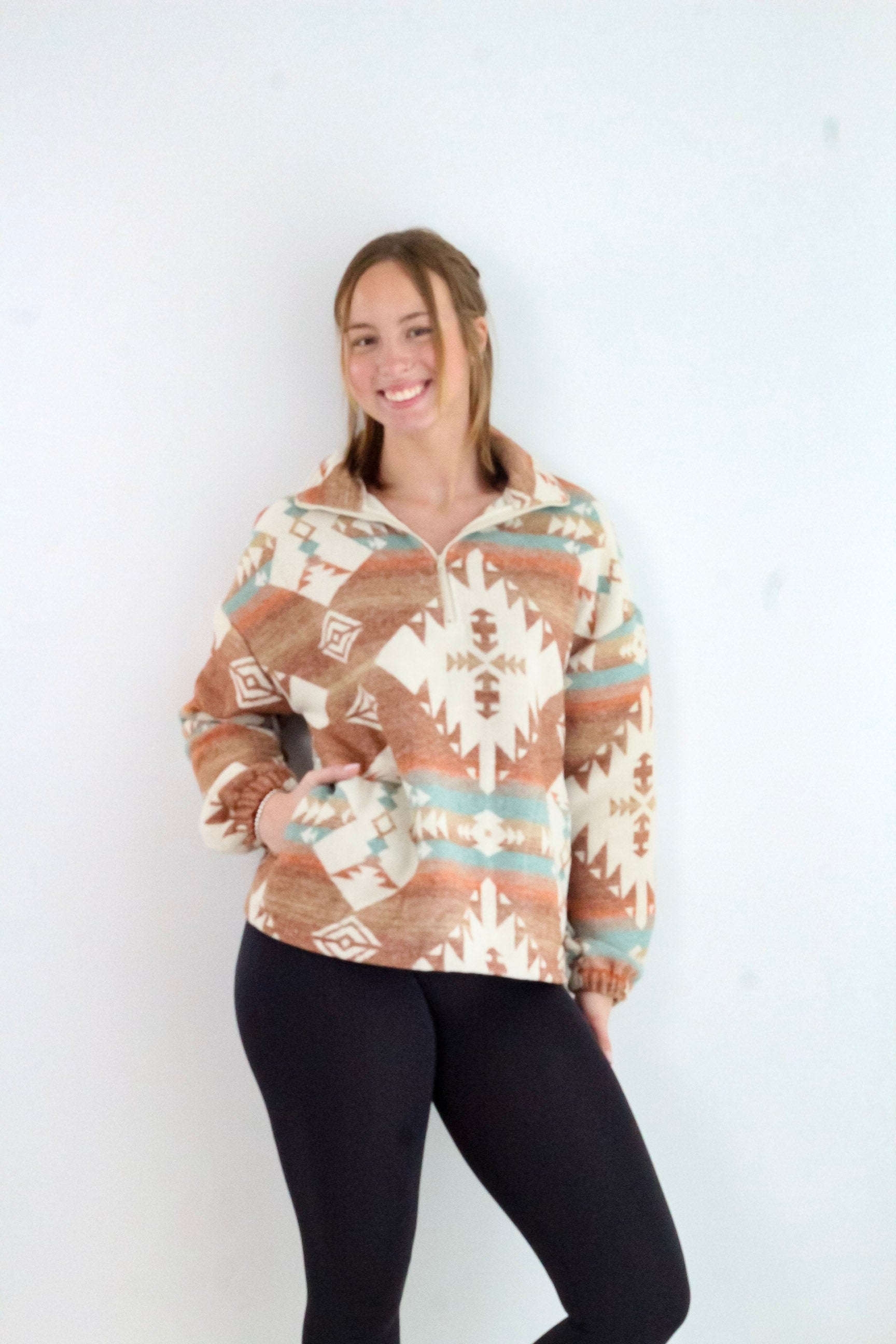 Aztec Quarter Zip Sweatshirt