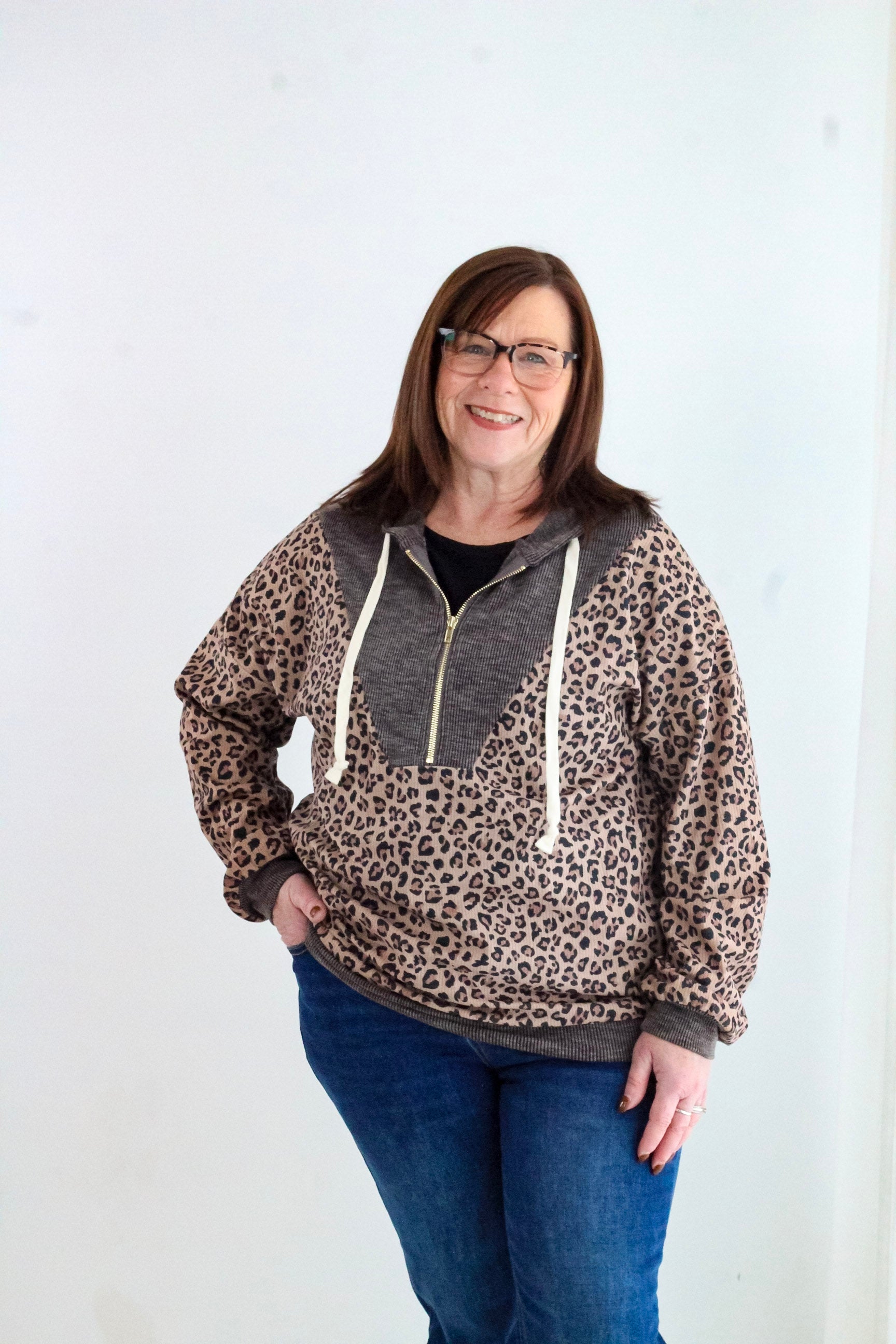 Cheetah Half Zip Pullover