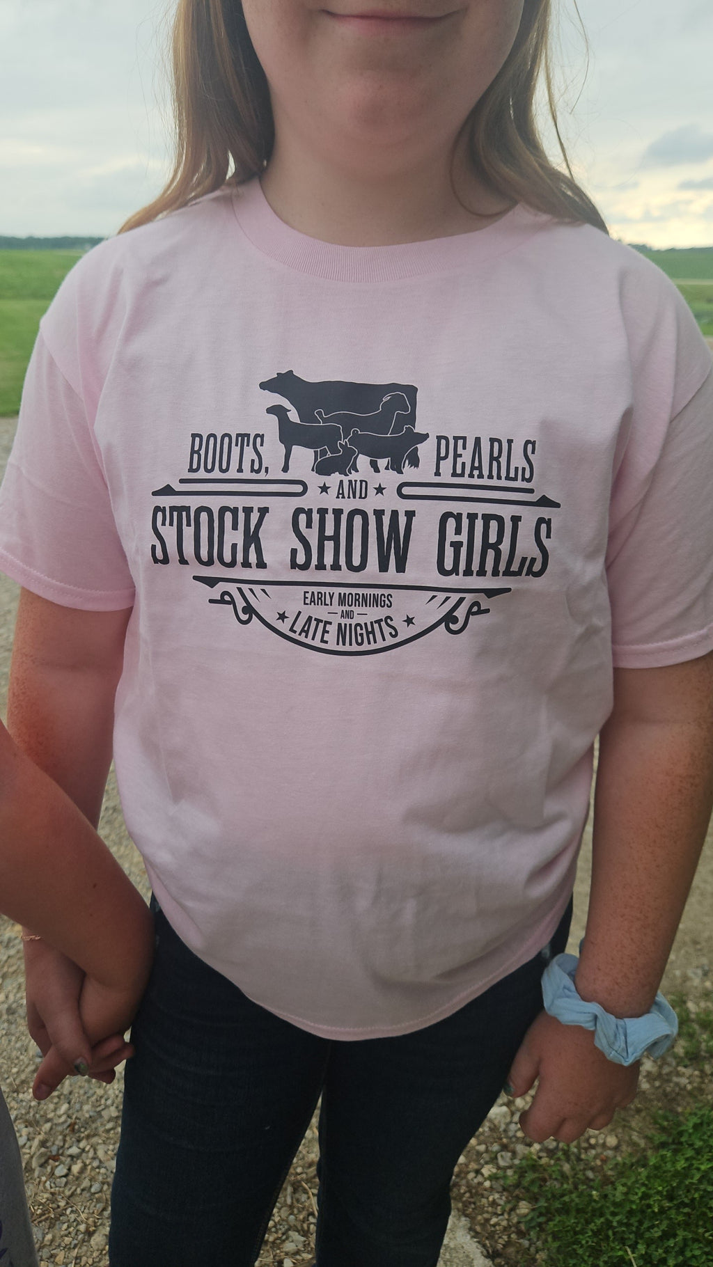 Boots, Pearls and Show Stock Girls- Youth Tee