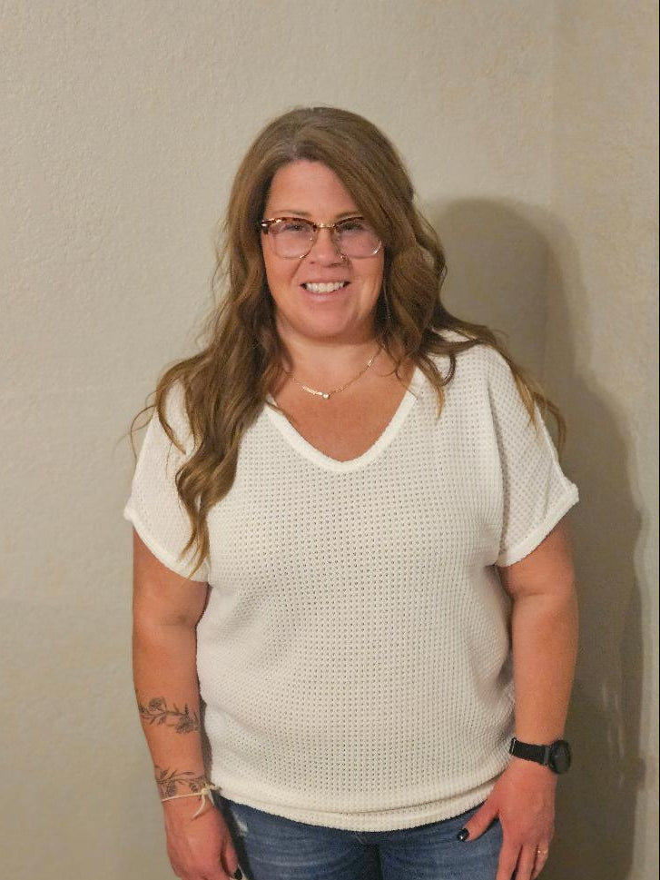 Top V-neck Short Sleeve Cutout
