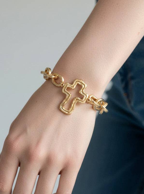 Hammered Cross Stretch Bracelet
