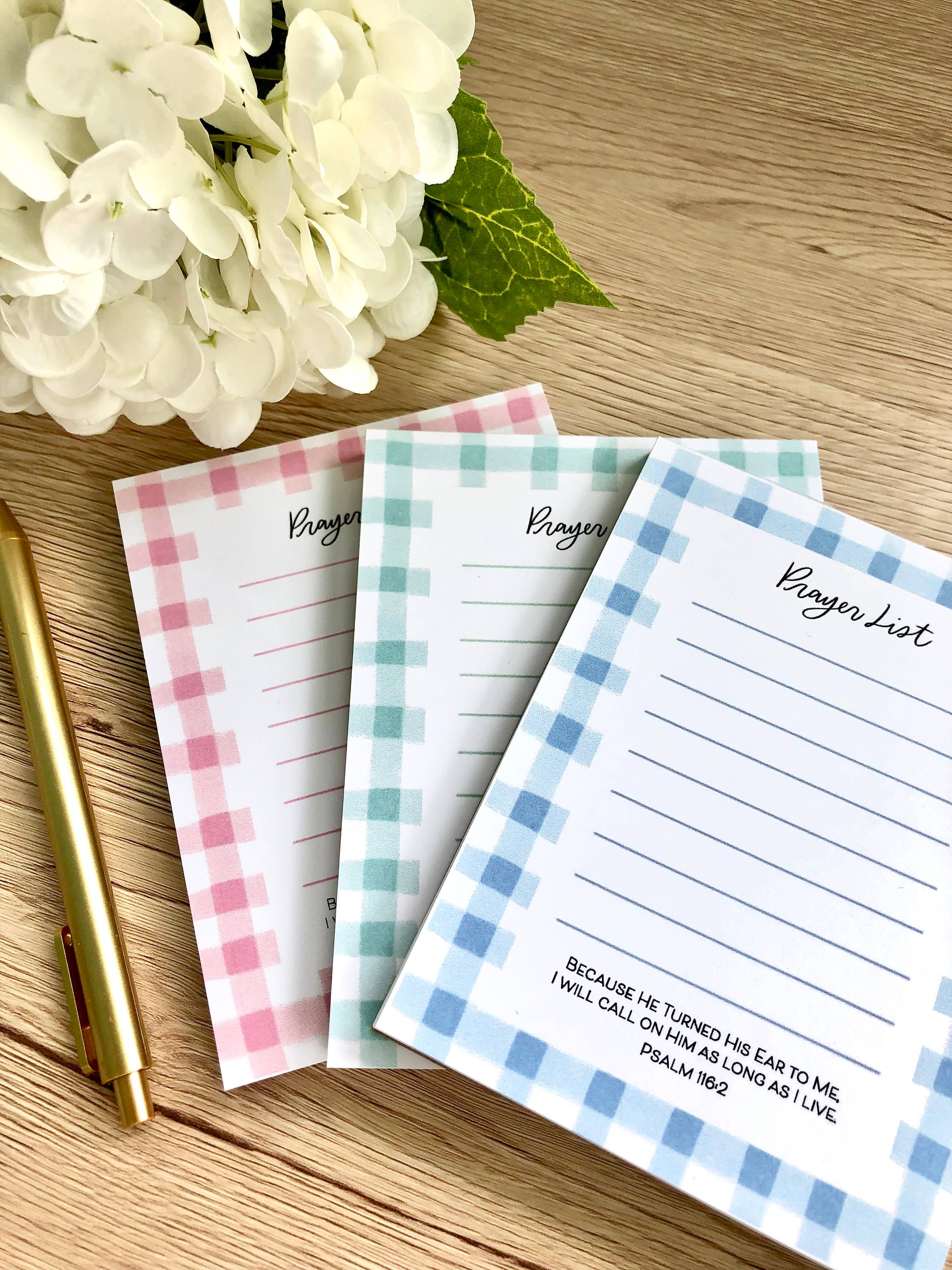 Gingham Prayer List Note Pads