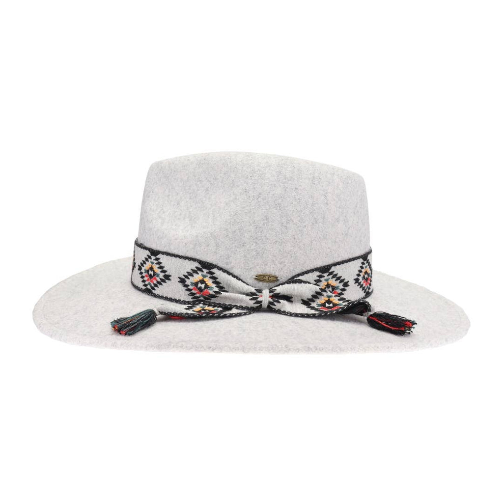 Aztec Trim Band Vegan Fabric C.C Panama Hat