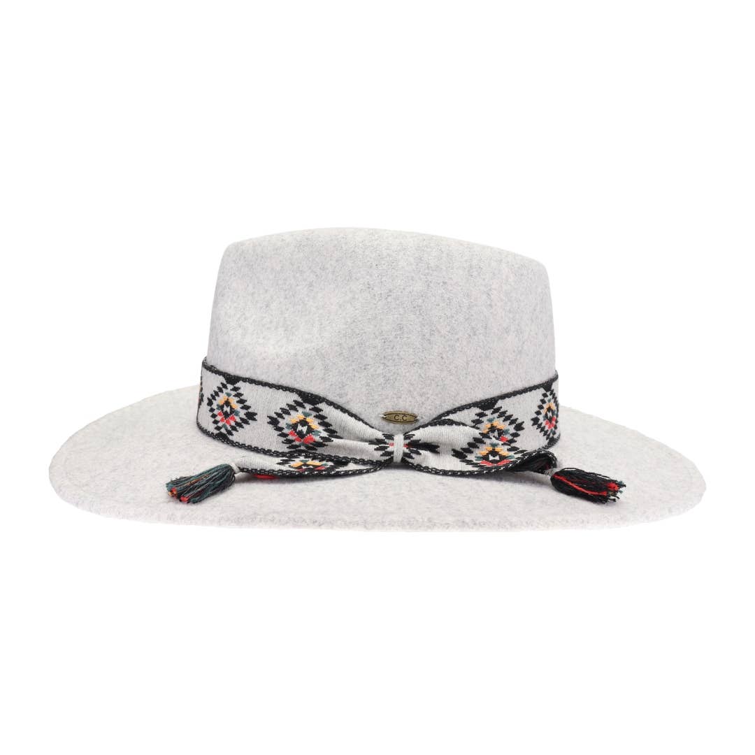 Aztec Trim Band Vegan Fabric C.C Panama Hat