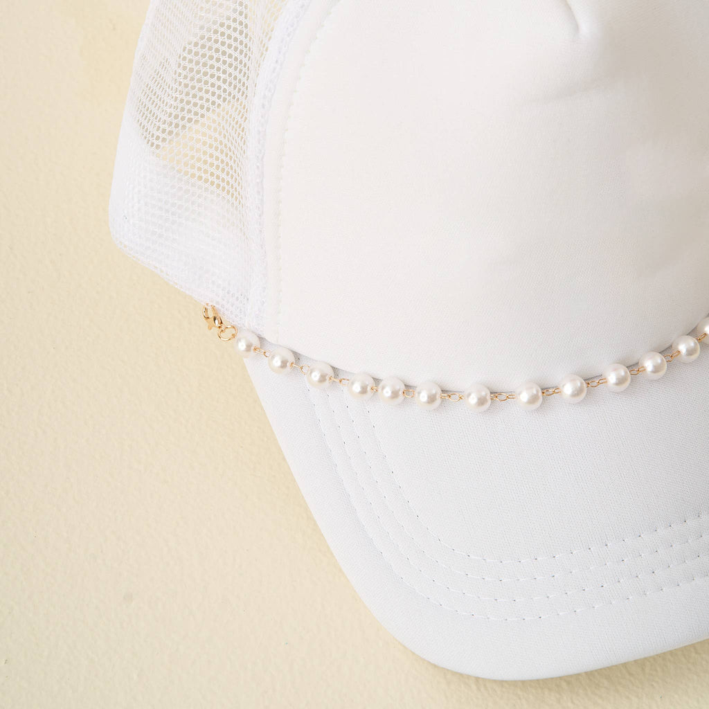 Trucker Hat Chain-Dainty Pearl-Gold