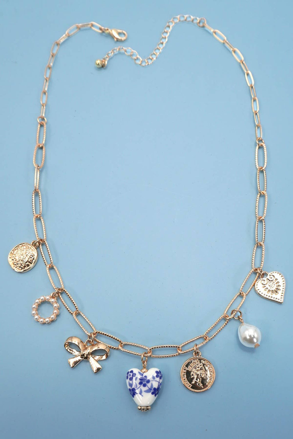 Porcelain Heart Charm Chain Necklace