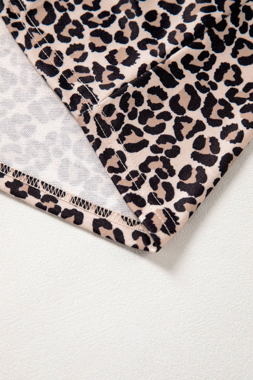 Leopard Half Zip Stripe Mock Neck Top