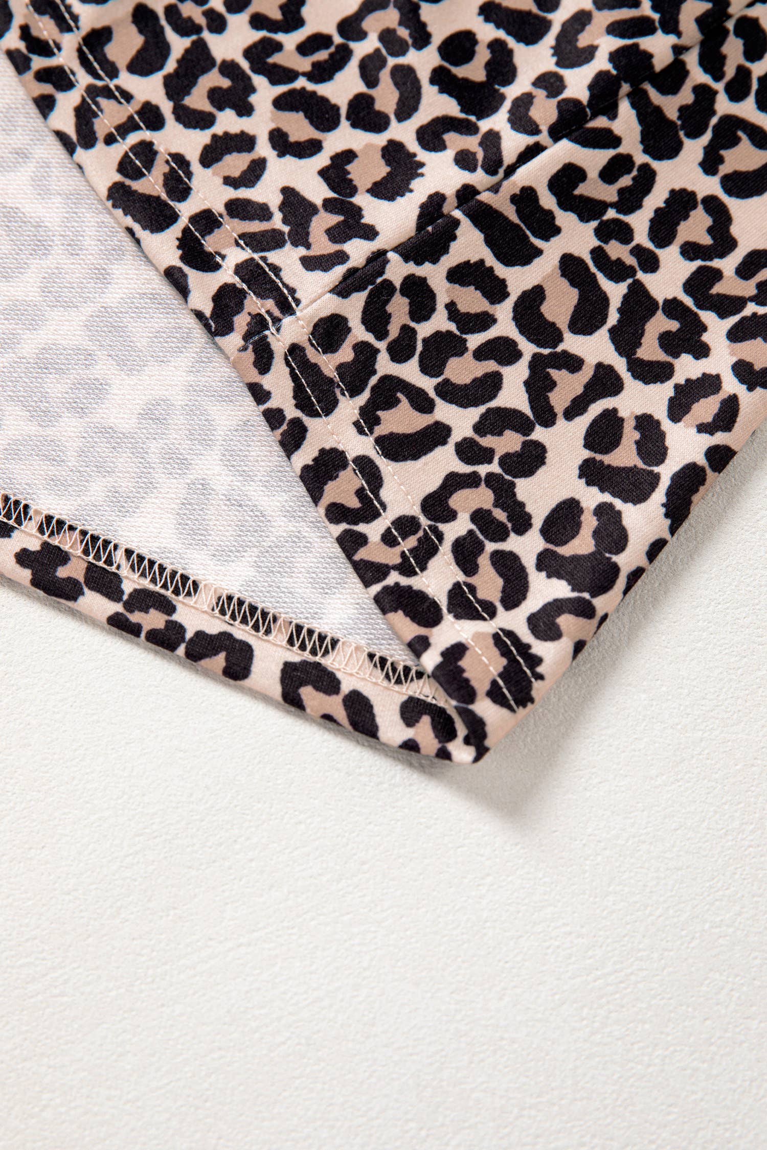Leopard Half Zip Stripe Mock Neck Top