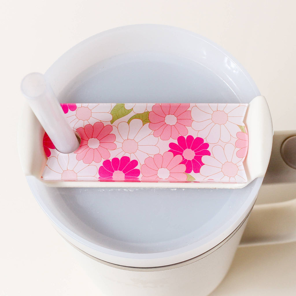 Tumbler Lid Tag-Daisy Craze Hot Pink