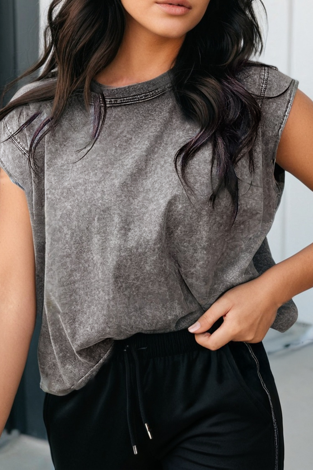 Mineral Wash Boxy Fit Cotton Tank Top