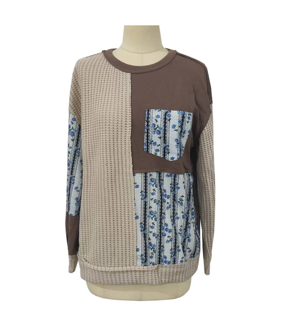 Vintage Patchwork Ditsy Floral Print Sweatshirt