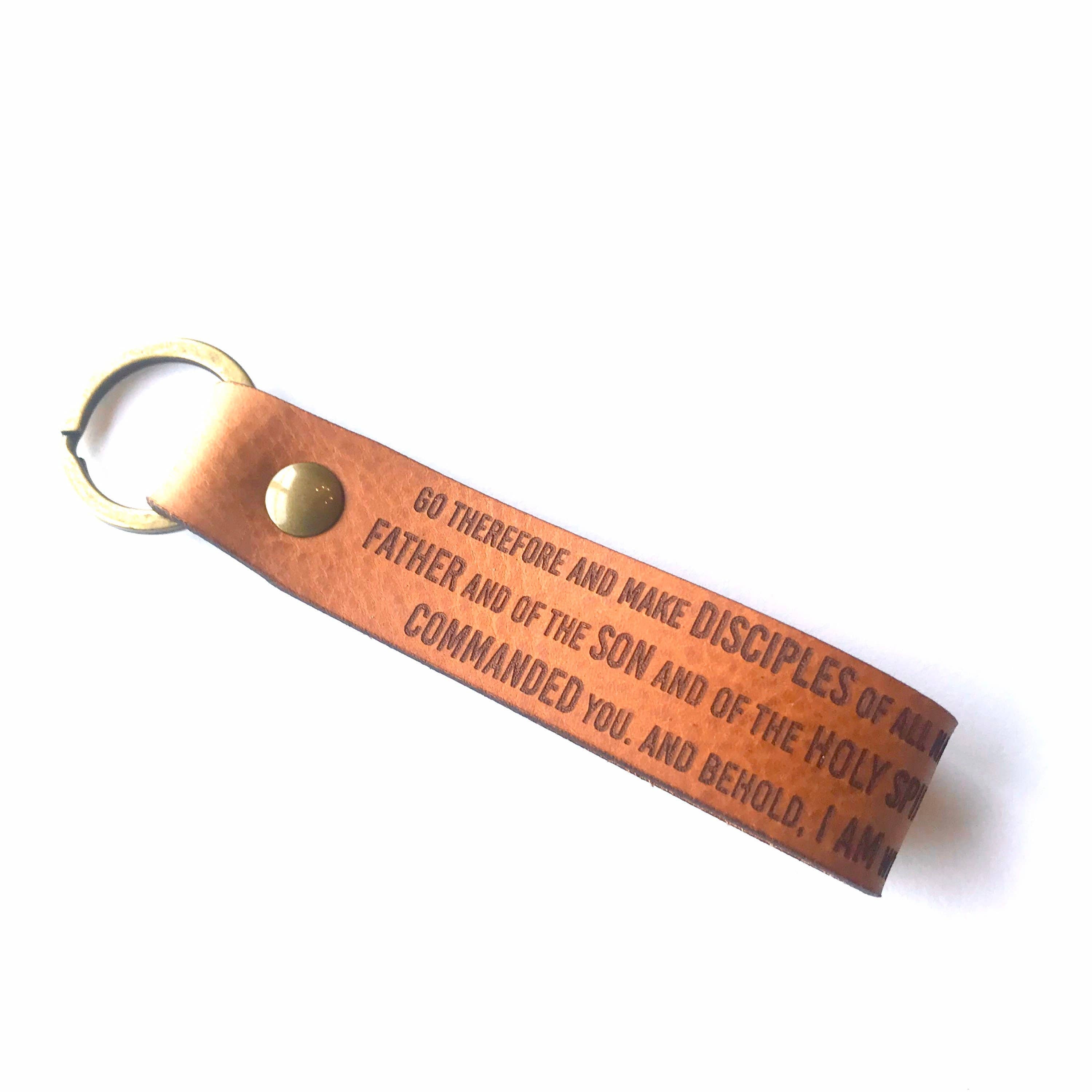 Matthew 28:19 Leather Keychain