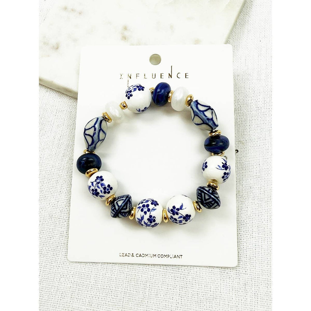 Round Shaped Ceramic Bead Stretch Bracelet