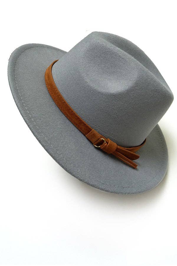 VINTAGE CLASSIC FEDORA HAT BROWN TIE TRIM