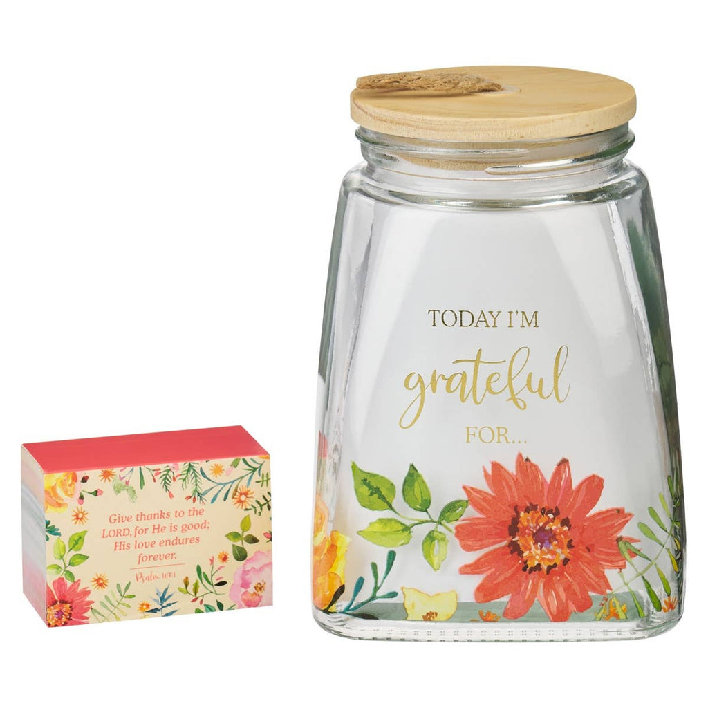 Gratitude Jar w/ Cards Glass