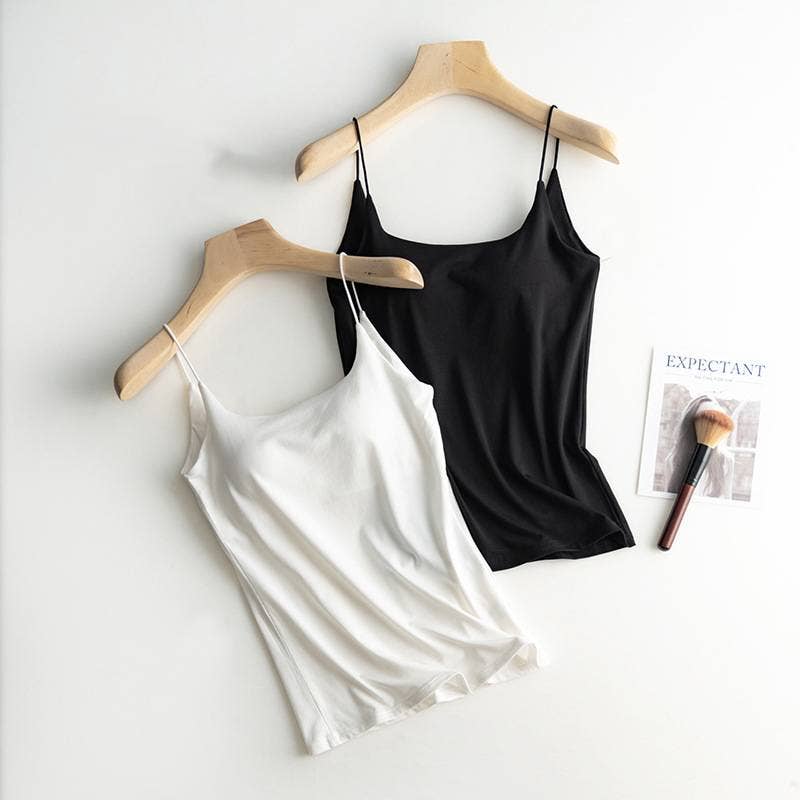 Cotton Blend Camisole Self Bra Tank Top