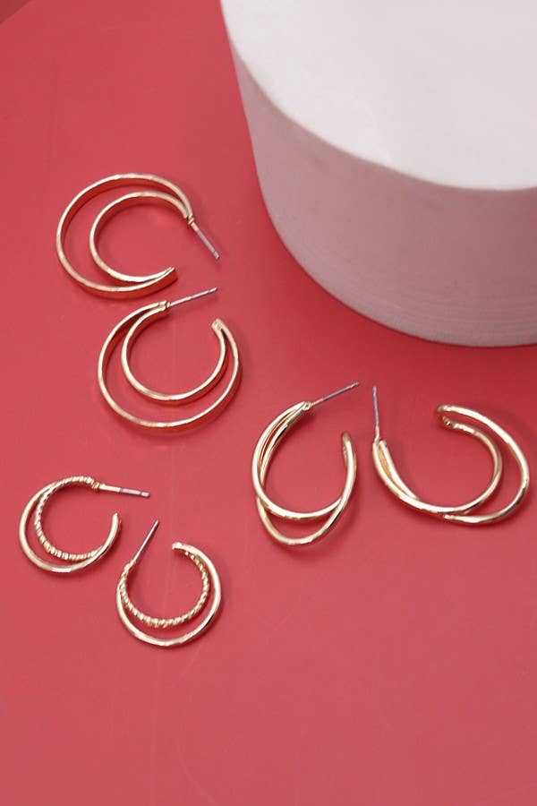 GEO HOOP TRIO SET EARRINGS