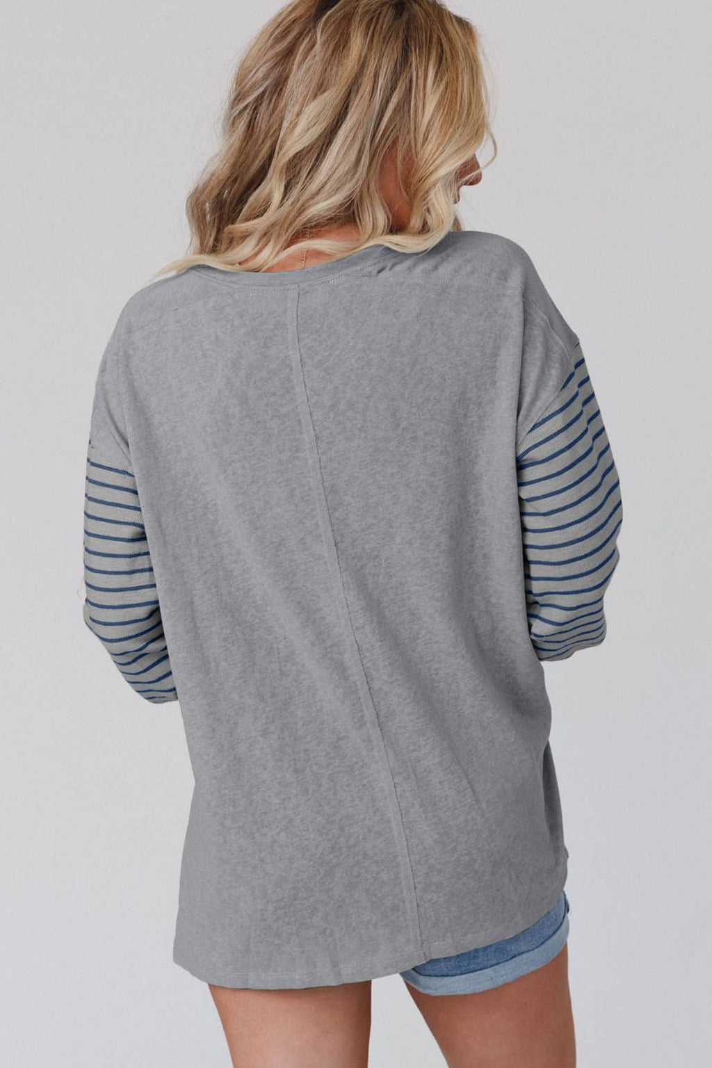 Multicolor Clashing Stripe Bishop Sleeve Top