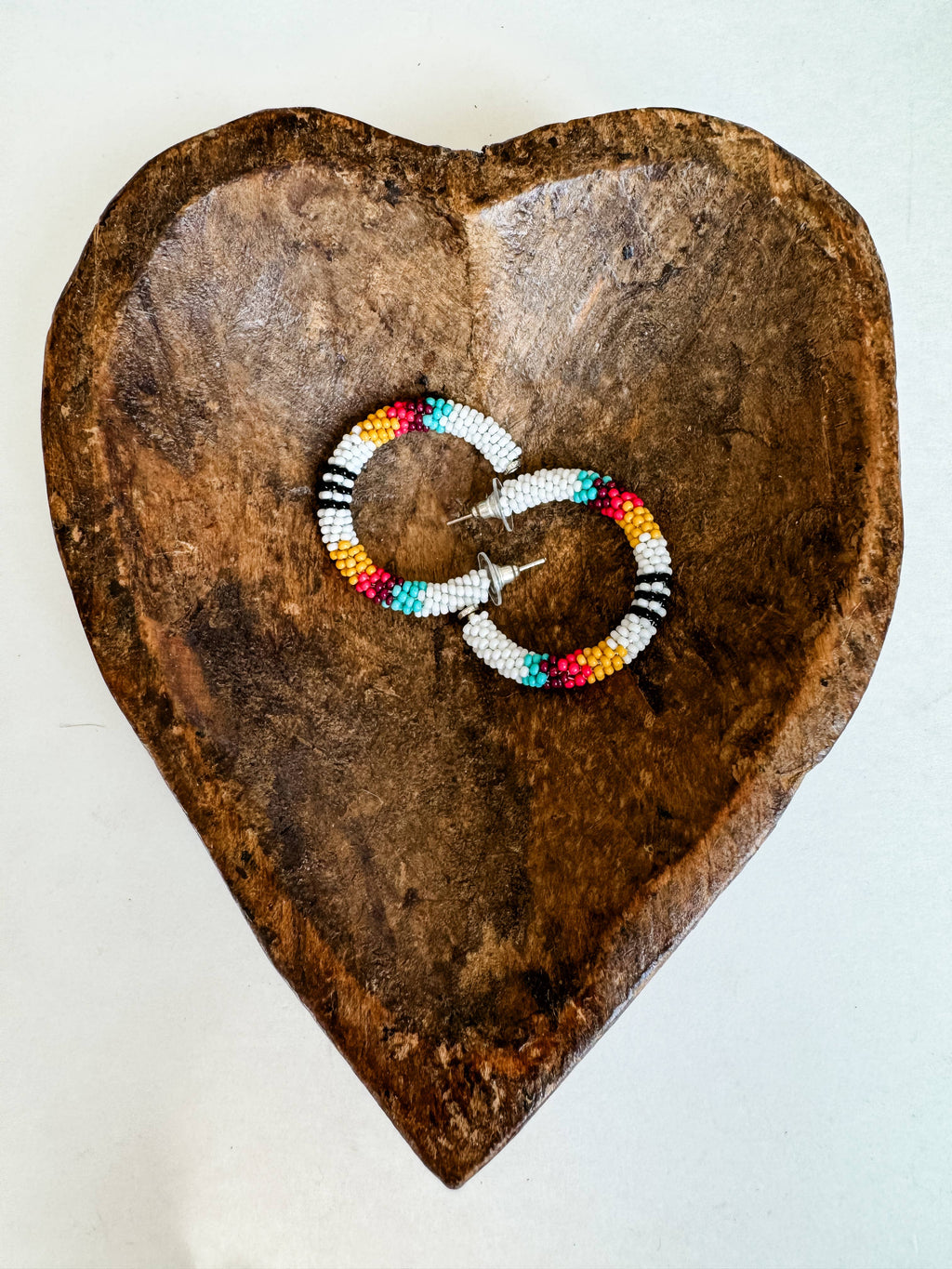 Western Aztec Seed Bead Hoop Earrings