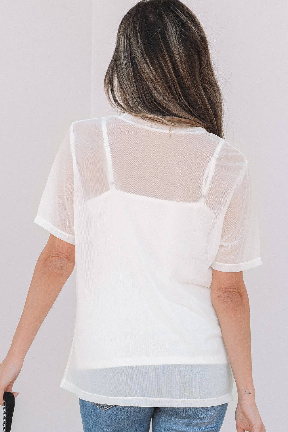 Miranda Sheer Mesh Short Sleeve Top