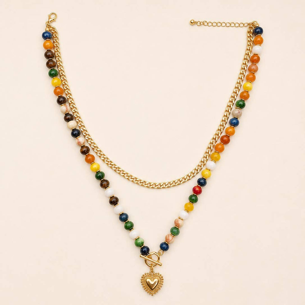 Multi Layer Pendant Resin Beaded Necklaces