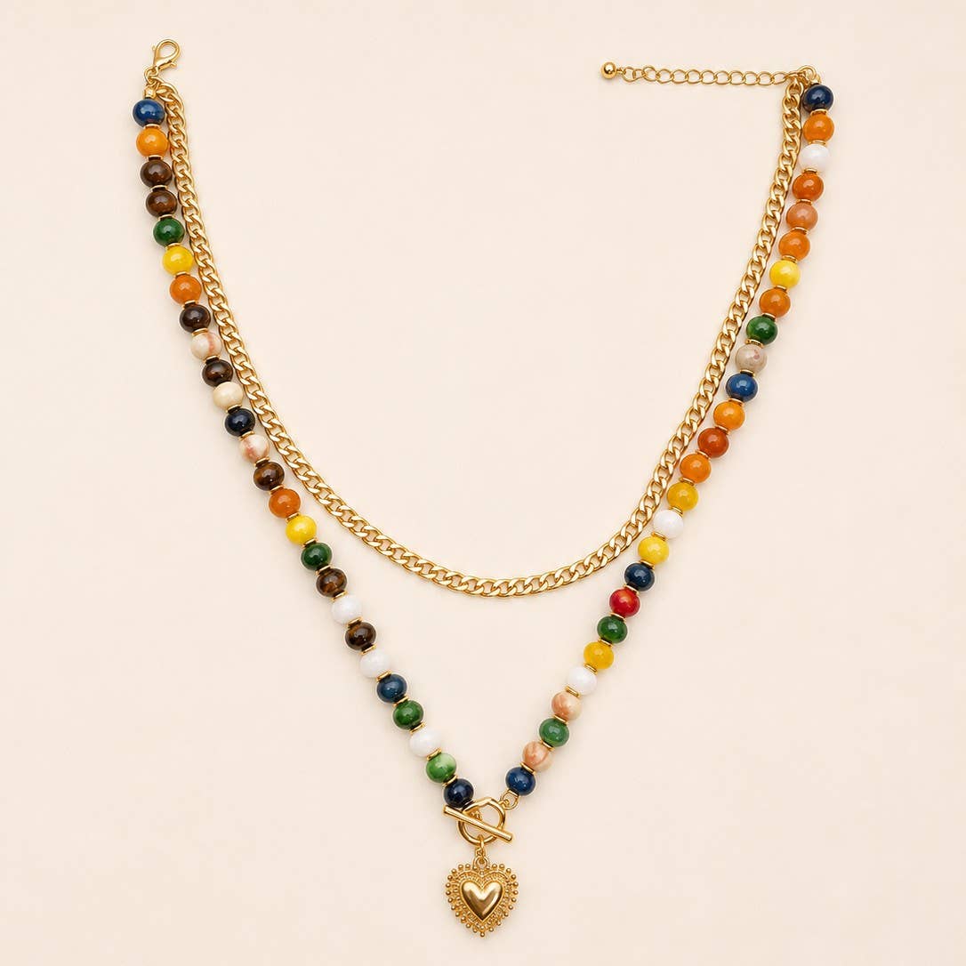 Multi Layer Pendant Resin Beaded Necklaces