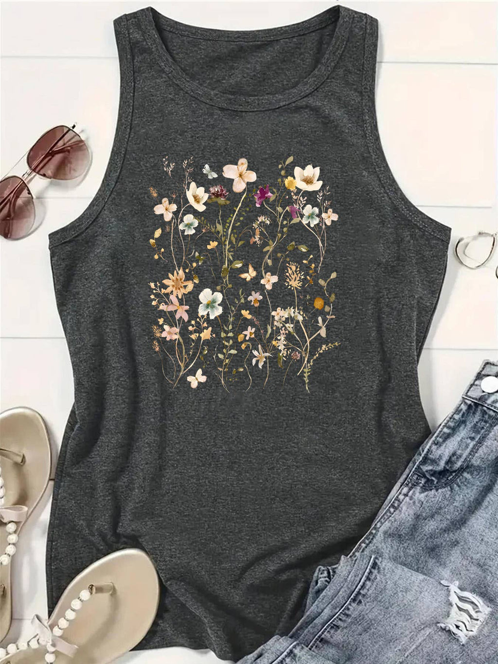 Bohemian Vintage Floral Vest Top