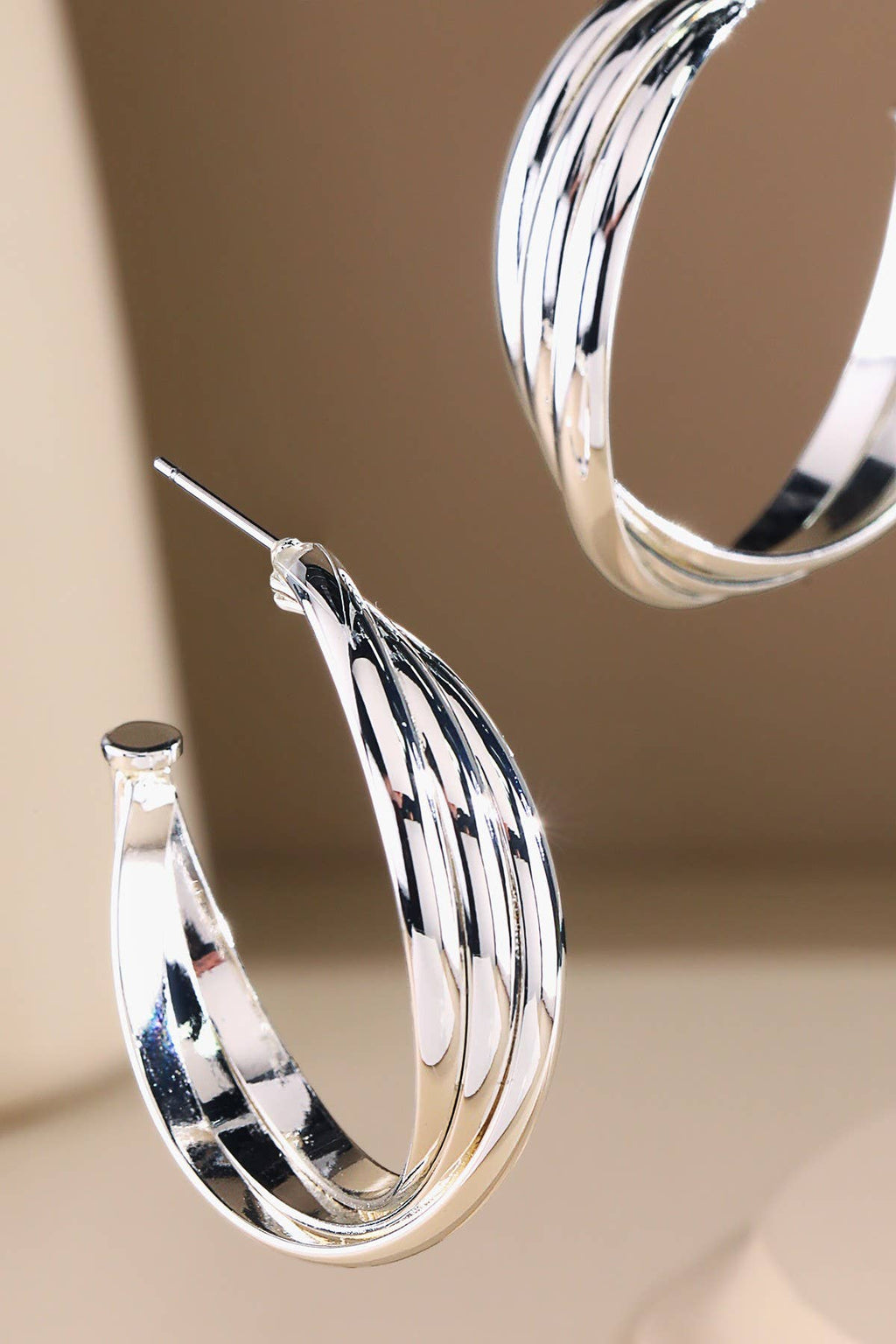 Twisted Ridge Half-Hoop Earrings