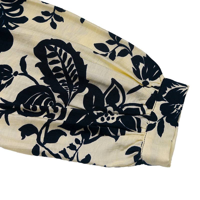 VINTAGE PRINTED STANDING COLLAR ELEGANT SHIRT