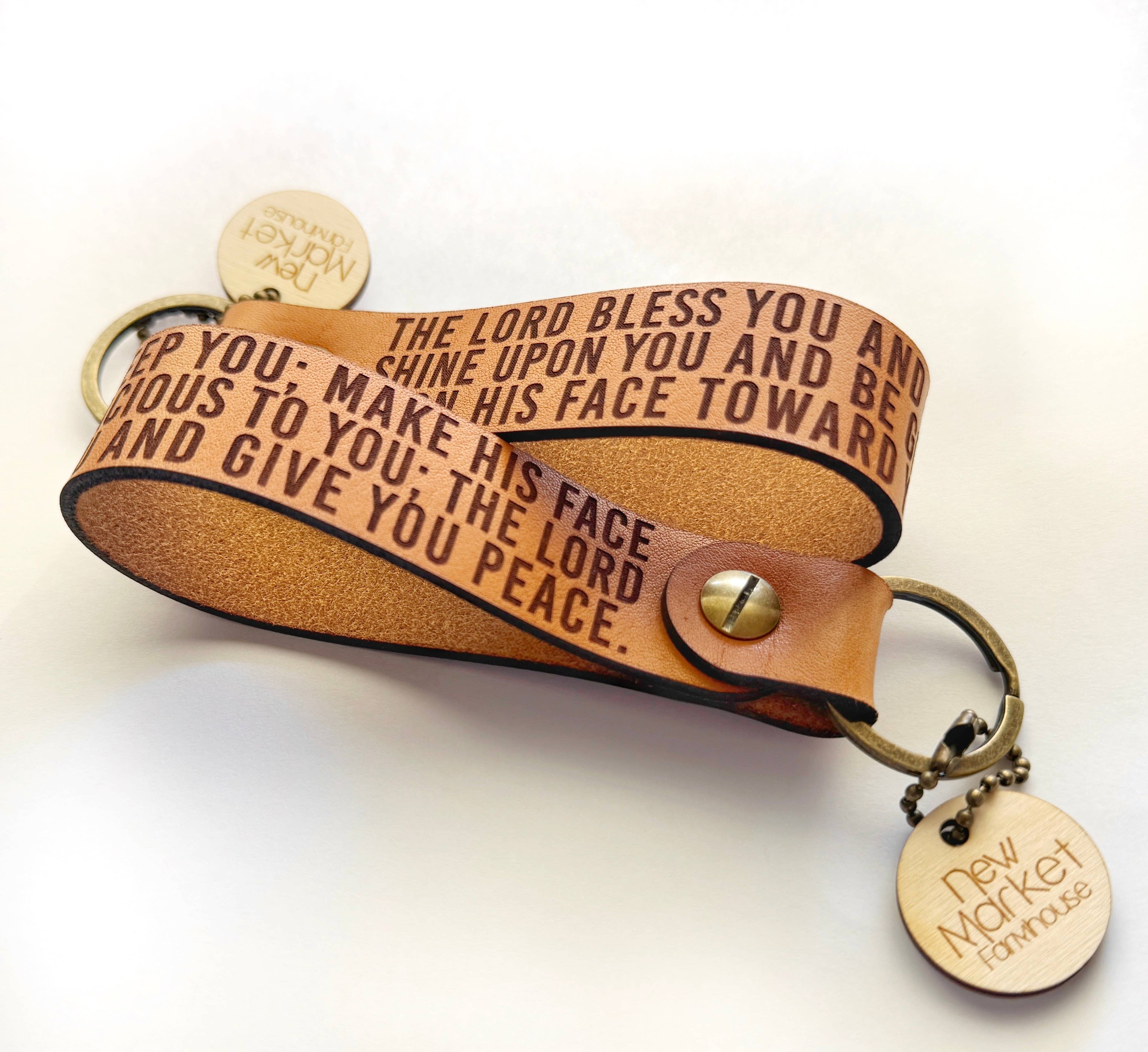 The Lord Bless You & Keep You Leather Keychain Numbers 6:24