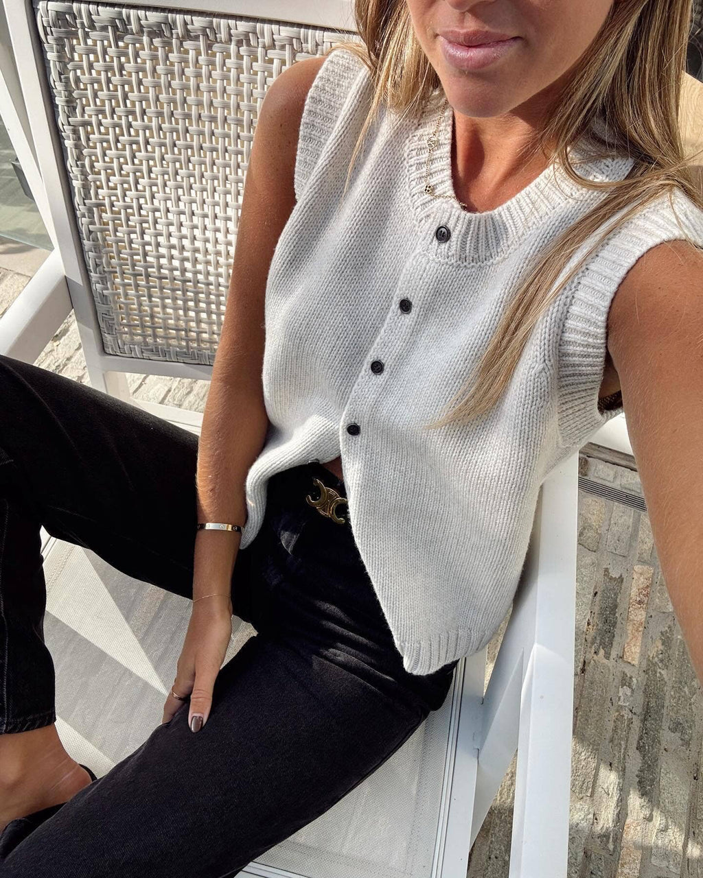 Rylor Round neckline Knit Cardigan Vest