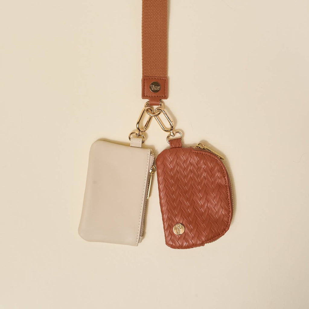 Dynamic Duo Pouch Luxe Wristlet–Brown