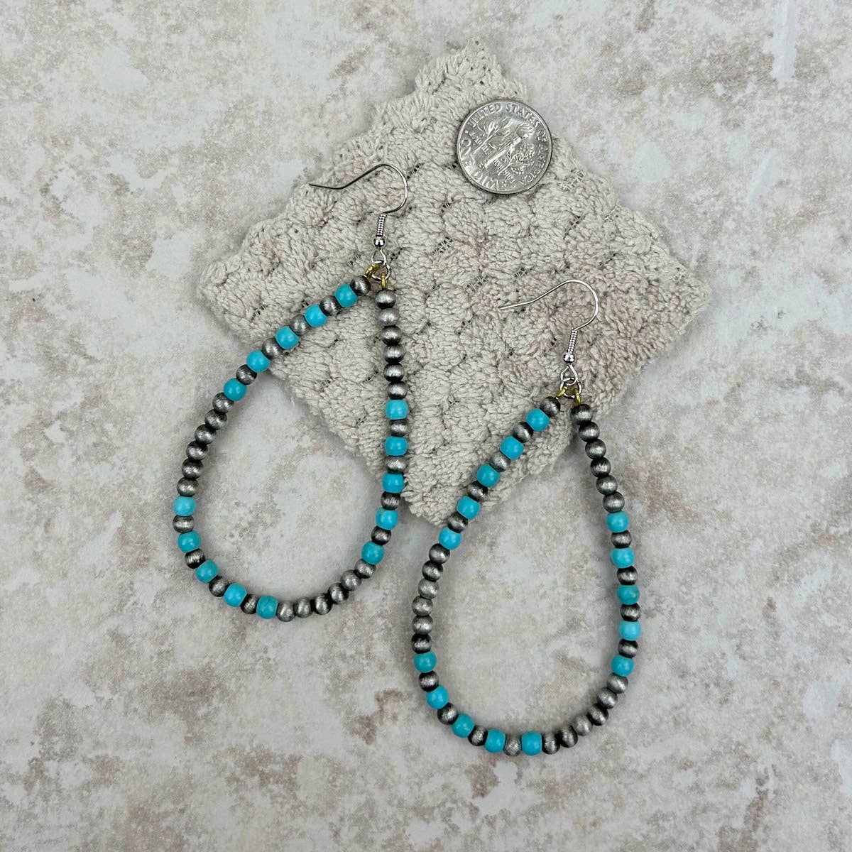 Silver Navajo pearl with blue turquoise beads