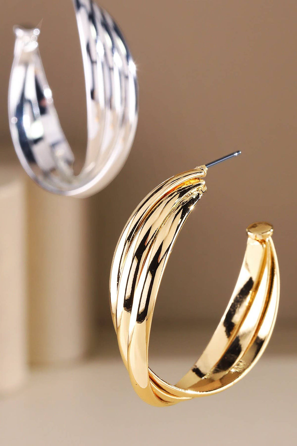 Twisted Ridge Half-Hoop Earrings